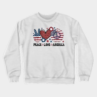 Peace Love America US Flag Groovy Freedom Day 4th Of July Crewneck Sweatshirt